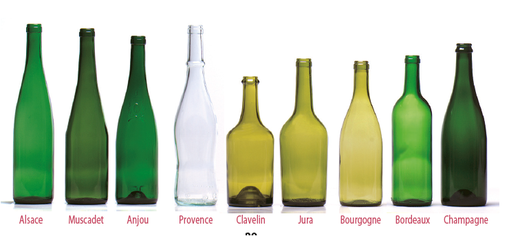 les différentes bouteilles et leurs forme