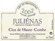 CLOS DE HAUTE-COMBE Cuvée Prestige  2002