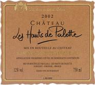 CH. LES HAUTS DE PALETTE Elevé en fût de chêne  2002