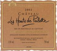 CH. LES HAUTS DE PALETTE Elevé en fût de chêne  2002