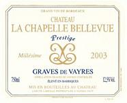 CH. LA CHAPELLE BELLEVUE Prestige Elevé en barrique  2003