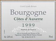 BERSAN ET FILS Côtes d'Auxerre Cuvée Louis Bersan  1999