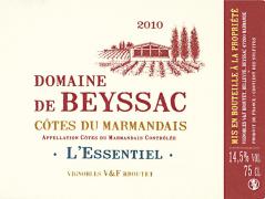 Vin rouge Domaine de Beyssac L'Essentiel 2010 - Côtes-du-marmandais