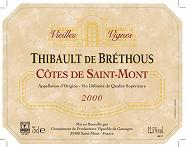 THIBAULT DE BRETHOUS Cuvée sélectionnée Vieilles vignes Elevé en fût de chêne  2000
