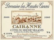 DOM.LES HAUTES CANCES Cairanne Cuvée Tradition  2000