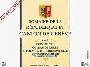 Dom. de la République et canton de Genève Coteaux de Lully Gewurztraminer Vendange passerillée  2006