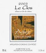 ANDRE POGET ET FILS Agiez Côtes de l'Orbe Le Clos Elevé en fût de chêne  2003