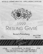 KRIER FRERES Remich-Primerberg Riesling Givré  1999