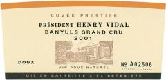Cellier des Templiers Doux Cuvée Prestige Président Henry Vidal 2001
