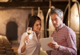 couple dégustant du vin lors d'une visite à la propriété